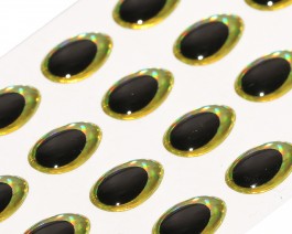 3D Epoxy Teardrop Eyes, Rainbow Chartreuse, 7 mm